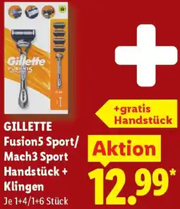 Lidl GILLETTE Fusion5 Sport/ Mach3 Sport Handstück + Klingen Angebot