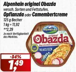 Simmel Alpenhain original Obazda Opflanzda oder Camembertcreme Angebot