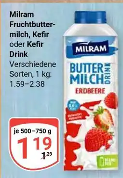 Globus Milram Fruchtbuttermilch, Kefir oder Kefir Drink Angebot