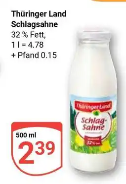 Globus Thüringer Land Schlagsahne Angebot