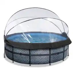 Netto Marken-Discount EXIT Stone Pool ø427x122cm mit Sandfilterpumpe, Abdeckung und Wärmepumpe versch. Ausführungen Angebot