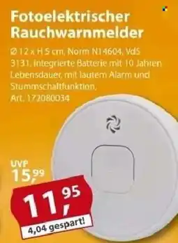 Sonderpreis Baumarkt Fotoelektrischer Rauchwarnmelder Angebot