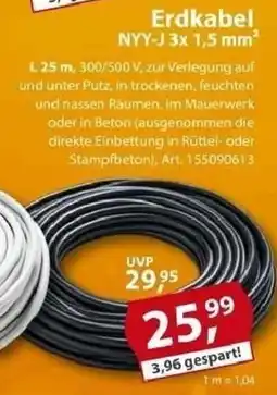 Sonderpreis Baumarkt Erdkabel NYY-J 3x 1,5 mm² Angebot