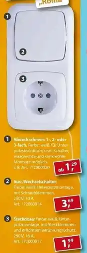 Sonderpreis Baumarkt Schalterserie "Roma" 3 Steckdose: Angebot