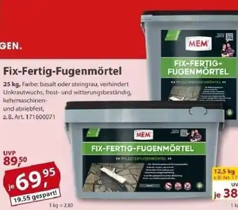 Sonderpreis Baumarkt MEM Fix-Fertig-Fugenmörtel Angebot