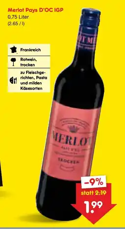 Netto Marken-Discount Merlot Pays D'OC IGP Angebot