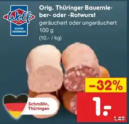 Netto Marken-Discount Orig. Thüringer Bauernleber- oder -Rotwurst Angebot
