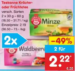 Netto Marken-Discount Teekanne Kräuter oder Früchtetee Angebot