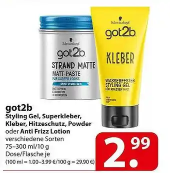 Famila Nord Ost Got2b Styling Gel, Superkleber, Kleber, Hitzeschuts, Powder Oder Anti Frizz Lotion Angebot