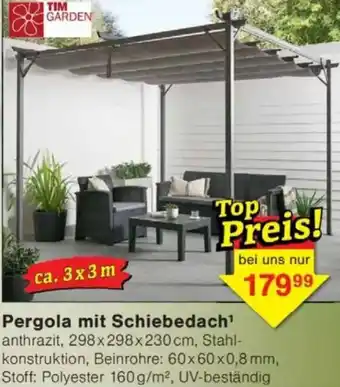 Jawoll TIM GARDEN Pergola mit Schiebedach Angebot