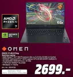 MediaMarkt OMEN 17-db1375ng Gaming Laptop Angebot