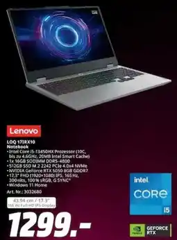 MediaMarkt Lenovo LOQ 17IRX10 Notebook Angebot