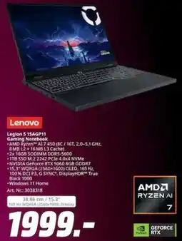 MediaMarkt Lenovo Legion 5 15AGP11 Gaming Notebook Angebot