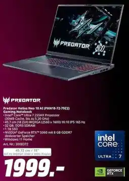 MediaMarkt Predator Helios Neo 18 AI (PHN18-72-7922) Gaming.Notebook Angebot