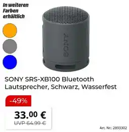 MediaMarkt SONY SRS-XB100 Bluetooth Lautsprecher Angebot