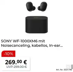 MediaMarkt SONY WF-1000XM6 mit Noisecanceling, kabellos Angebot