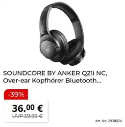 MediaMarkt SOUNDCORE BY ANKER Q21i NC, Over-ear Kopfhörer Bluetooth Angebot