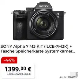 MediaMarkt SONY Alpha 7 M3 KIT (ILCE-7M3K) + Tasche Speicherkarte Angebot