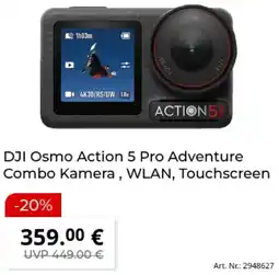 MediaMarkt DJI Osmo Action 5 Pro Adventure Combo Kamera, WLAN, Touchscreen Angebot