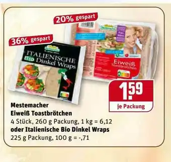 REWE Kaufpark Mestemacher Eiweiß Toastbrötchen Oder Italienische Bio Dinkel Wraps Angebot