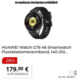 MediaMarkt HUAWEI Watch GT6.46 Smartwatch Fluorelastomerarmband Angebot