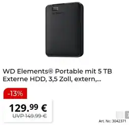 MediaMarkt WD Elements Portable mit 5 TB Externe HDD, 3,5 Zoll Angebot