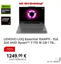 MediaMarkt LENOVO LOQ Essential 15ARP11 - 15,6 Zoll AMD Ryzen Angebot