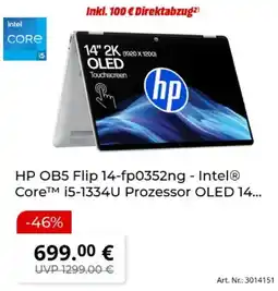 MediaMarkt HP OB5 Flip 14-fp0352ng - Intel Core i5-1334U Prozessor OLED 14 Angebot