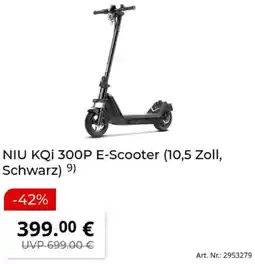 MediaMarkt NIU KQi 300P E-Scooter (10,5 Zoll, Schwarz) Angebot