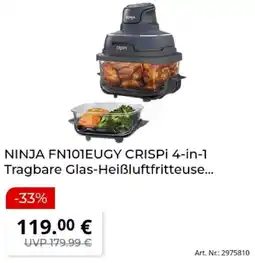 MediaMarkt NINJA FN101EUGY CRISPI 4-in-1 Tragbare Glas-Heißluftfritteuse Angebot