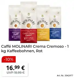 MediaMarkt Caffé MOLINARI Crema Cremoso - Kaffeebohnen, Rot Angebot