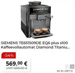 MediaMarkt SIEMENS TE651509DE EQ6 plus s100 Kaffeevollautomat Diamond Angebot