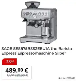 MediaMarkt SAGE SES875BSS2EEU1A the Barista Express Espressomaschine Silber Angebot