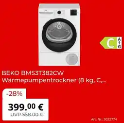 MediaMarkt BEKO BMS3T382CW Wärmepumpentrockner Angebot