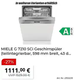 MediaMarkt MIELE G 7210 SCI Geschirrspüler Angebot