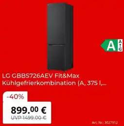 MediaMarkt LG GBBS726AEV Fit&Max Kühlgefrierkombination Angebot