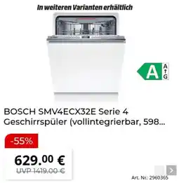 MediaMarkt BOSCH SMV4ECX32E Serie 4 Geschirrspüler Angebot