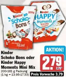 AEZ Kinder Schoko Bons oder Kinder Happy Moments Mini Mix Angebot
