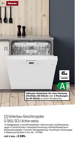 MEDIMAX Miele Unterbau-Geschirrspüler G 5611 SCU Active weiss Angebot