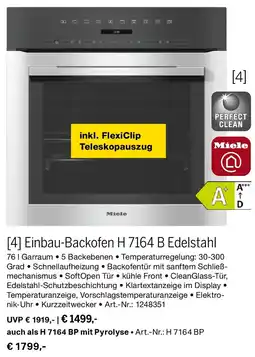 MEDIMAX Miele Einbau-Backofen H 7164 B Edelstahl Angebot