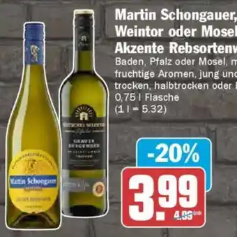 AEZ Martin Schongauer, Deutsches Weintor oder Moselland Akzente Rebsortenweine Angebot