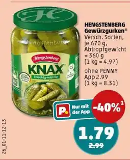 PENNY HENGSTENBERG Gewürzgurken Angebot