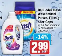 AEZ Dalli oder Dash Waschmittel Pulver, Flüssig oder Caps Angebot