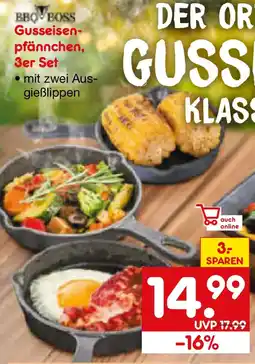 Netto Marken-Discount BBQ BOSS Gusseisenpfännchen, 3er Set Angebot