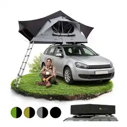 Netto Marken-Discount Juskys Autodachzelt Lago 120 x 210 cm - LED-Beleuchtung & Leiter - Schwarz / Grau Angebot