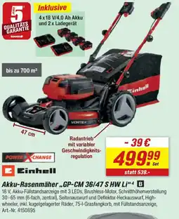 toom Baumarkt Einhell Akku-Rasenmäher ,,GP-CM 36/47 S HW Li" Angebot