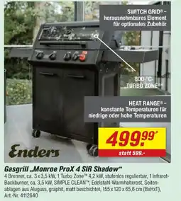 toom Baumarkt Enders Gasgrill,,Monroe ProX 4 SIR Shadow" Angebot