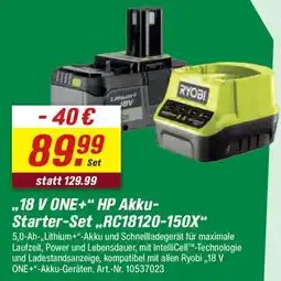 toom Baumarkt RYOBI .,18 V ONE+" HP Akku- Starter-Set,,RC18120-150X" Angebot