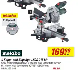 toom Baumarkt metabo 1. Kapp- und Zugsäge,,KGS 216 M" Angebot