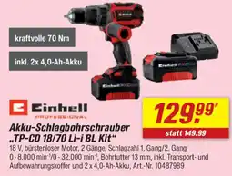 toom Baumarkt Einhell Akku-Schlagbohrschrauber ,,TP-CD 18/70 Li-i BL Kit" Angebot